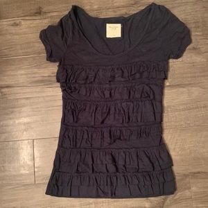Abercrombie Navy Ruffle Shirt